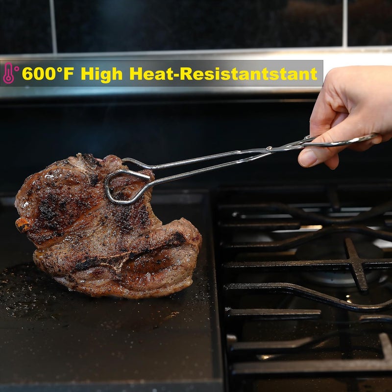 Hiash 9-Inch Heavy Duty Stainless Steel Kitchen Tongs - Comfortable Ergonomic Grip, Scissor Design, Heat Resistant for BBQ and Cooking - Image 3